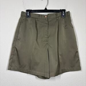 Coral Bay Golf Womens Size 10P Chino Shorts Olive Green High Waisted Pockets